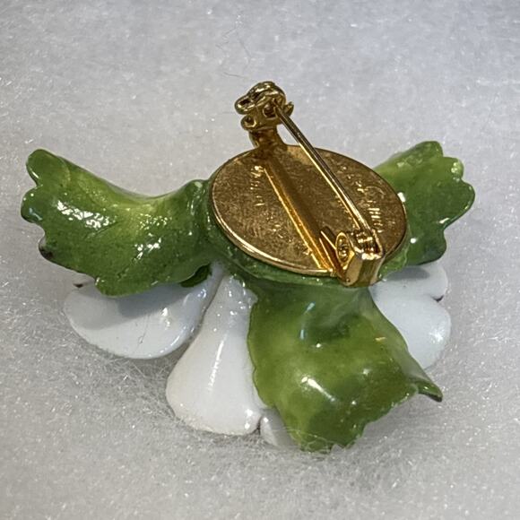 Staffordshire Dogwood Flower Brooch Circa 60s Cara China English Handcrafted VTG - Picture 5 of 8